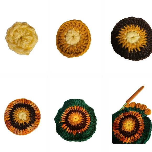 Hand Crafted 2pc Set Crochet Sunflower Coaster Home Decor Floral Retro Mug Rug - Picture 10 of 17
